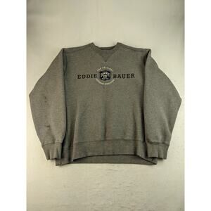 Eddie Bauer Sport Shop Sweatshirt Size L Tall Pullover Gray Embroidered 24W 26L